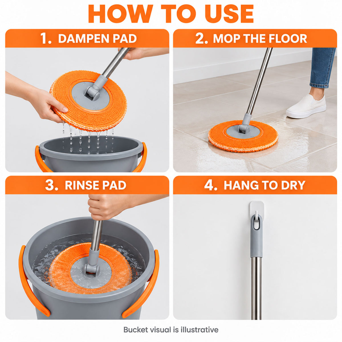Spin Mop with Microfiber Head – Easy & Efficient Floor Cleaning