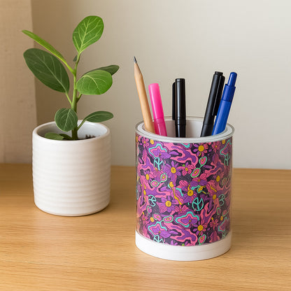 Khyati Crystal Round Pen Stand – Stylish Transparent Desk Organizer