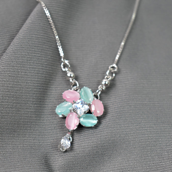 Delicate Silver Plated Floral Chain Necklace