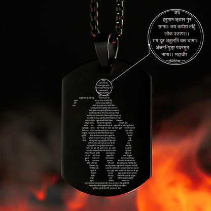 Gada Micro-carved Tag Stainless Steel Hanuman Necklace