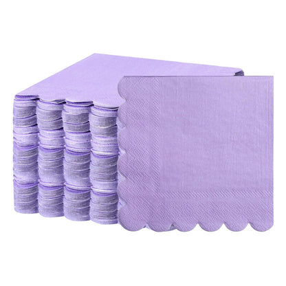 Lilac Scalloped Disposable Paper Napkin (23 x 23 cm / 120 Pc)