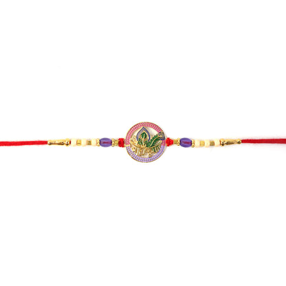 Hand tying Radha Krishna rakhi