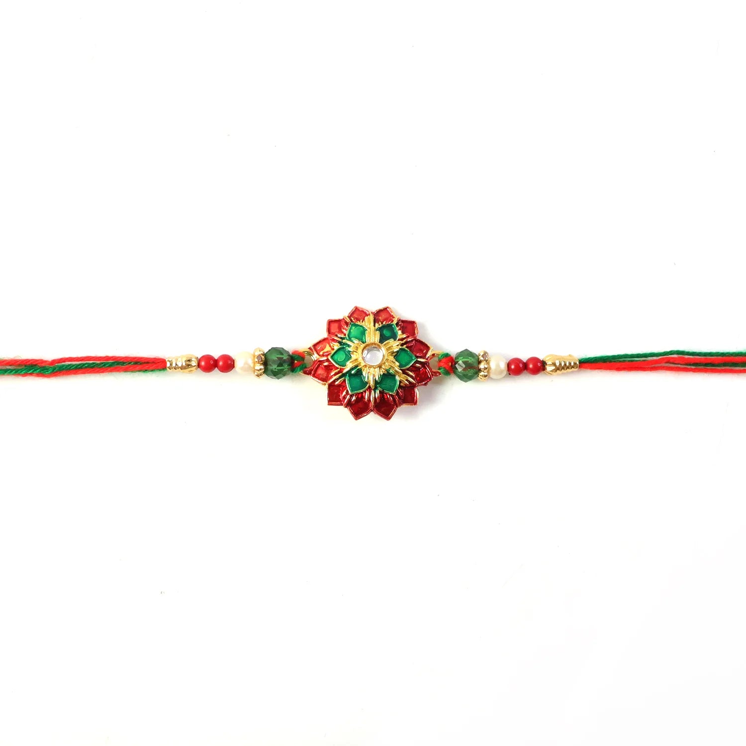 Traditional Floral Stonework Rakhi – Elegant & Durable Design
