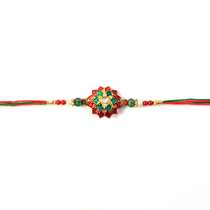 Traditional Floral Stonework Rakhi – Elegant & Durable Design