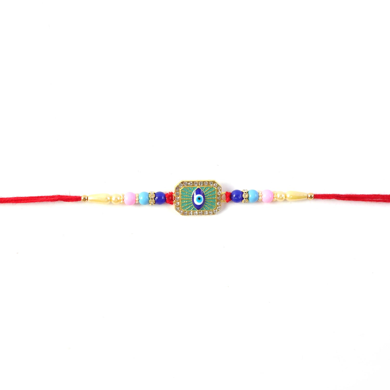 Close-up image showing intricate details of Rakhi design