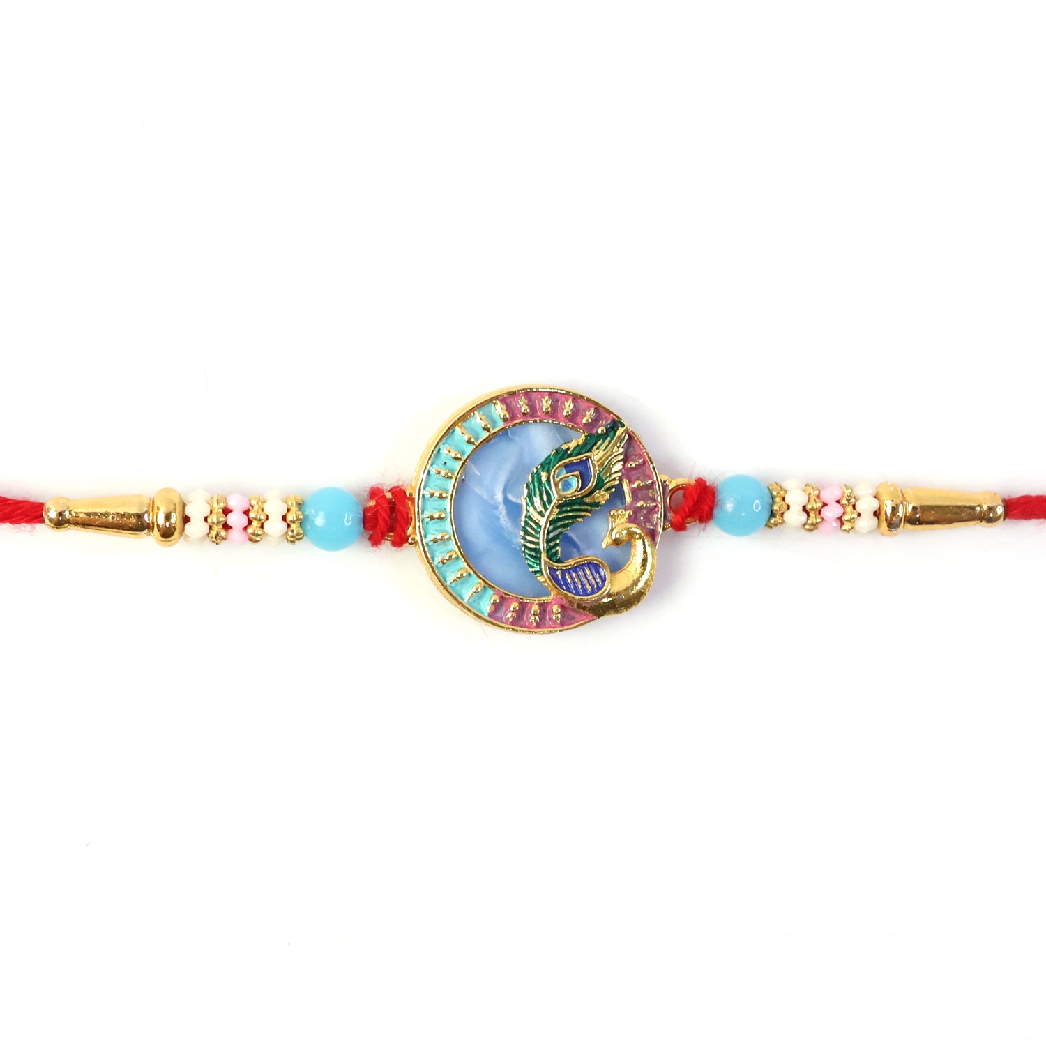 Elegant Peacock motif Rakhi showcasing traditional design