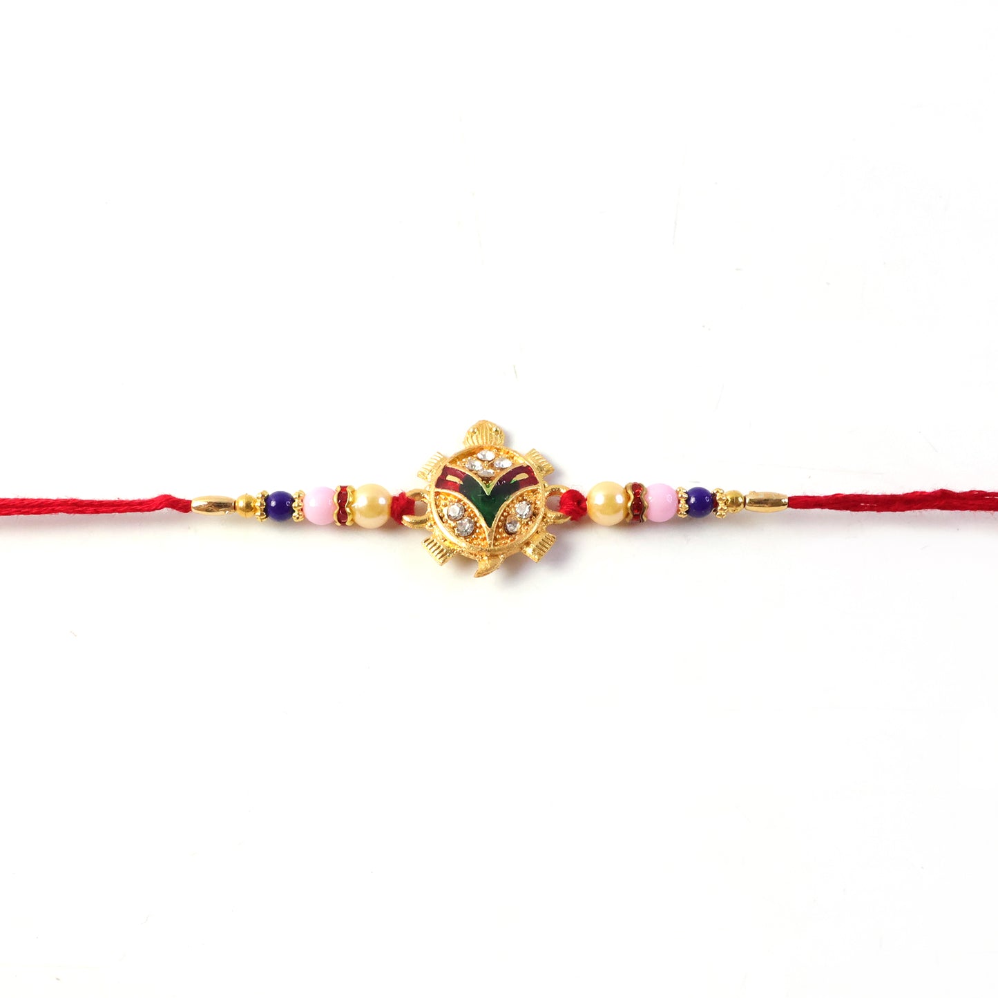 Side view of Tortoise Charm Rakhi showing intricate design