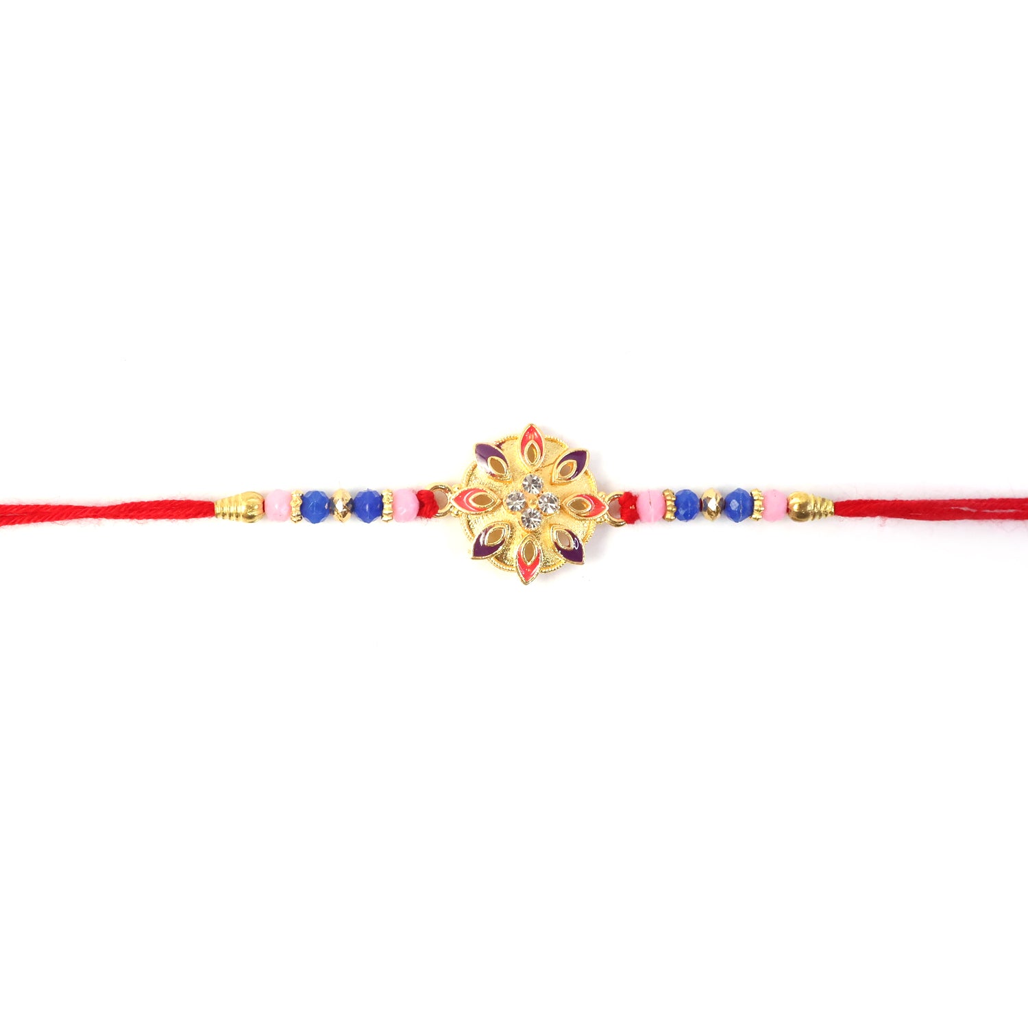 Designer floral rakhi with thread and beads