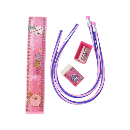 Closeup of kids school stationery kit