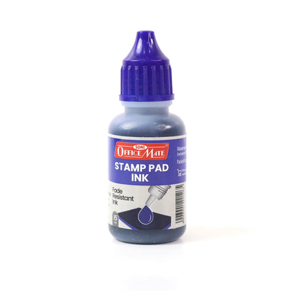 Officemate Stamp Pad Ink Blue – 15 ml Bottle | Fade-Resistant, Quick-Drying Refill Ink