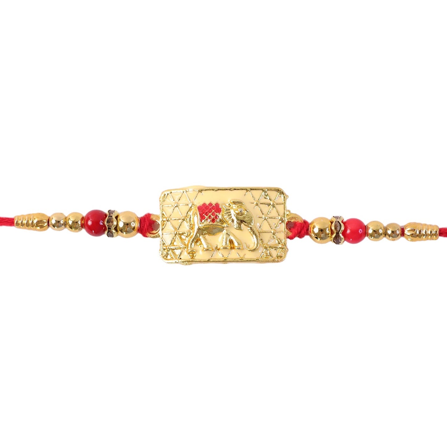 Golden Rectangle Elephant Motif Designer Rakhi for Brothers (10pcs)
