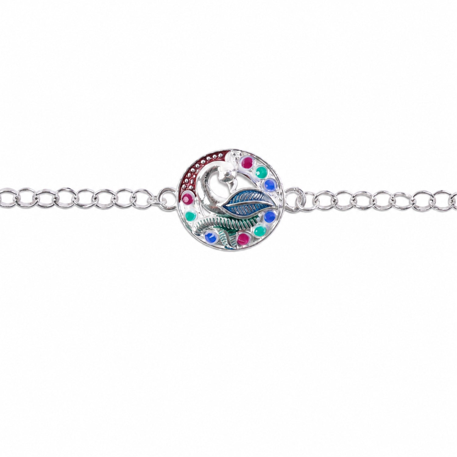 Peacock Enamel Rakhi for Brother Elegant Raksha Bandhan Gift (5pcs)