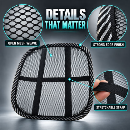 Breathable Mesh Car Seat Back Support with Elastic Strap (1 Pc)