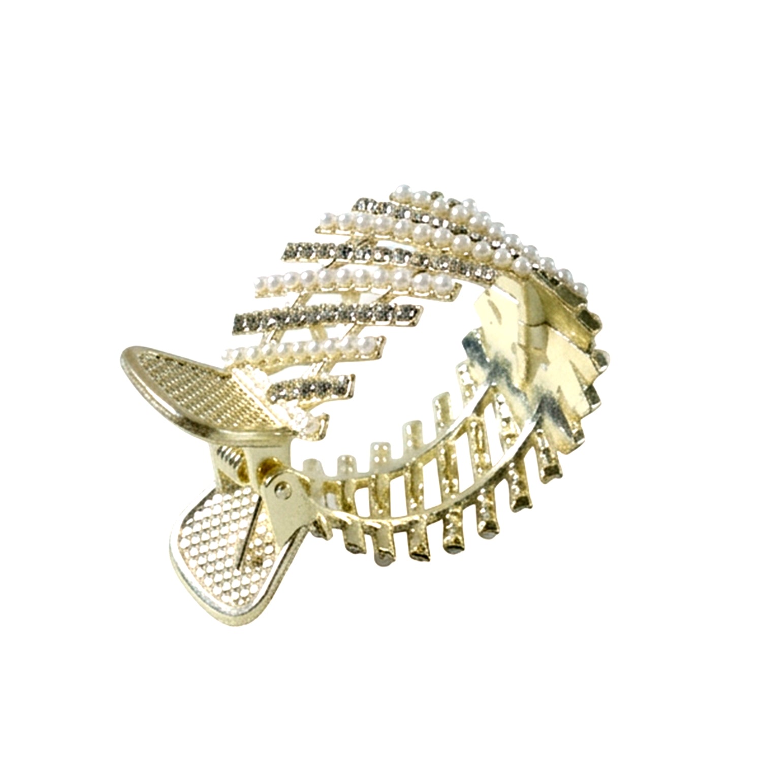 Metal hair claw clip with pearl accents