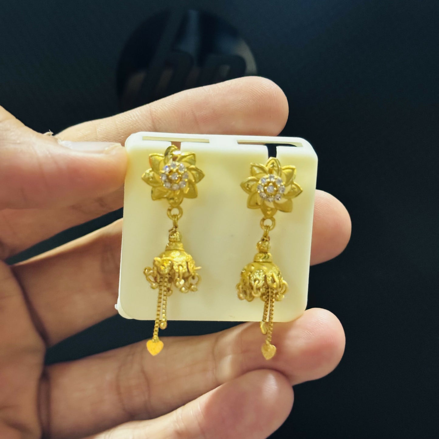 Designer Blossom Flower Jhumka Earrings