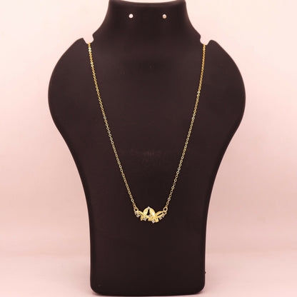Dainty Double Butterfly AD Gold-Plated Necklace For women and girls