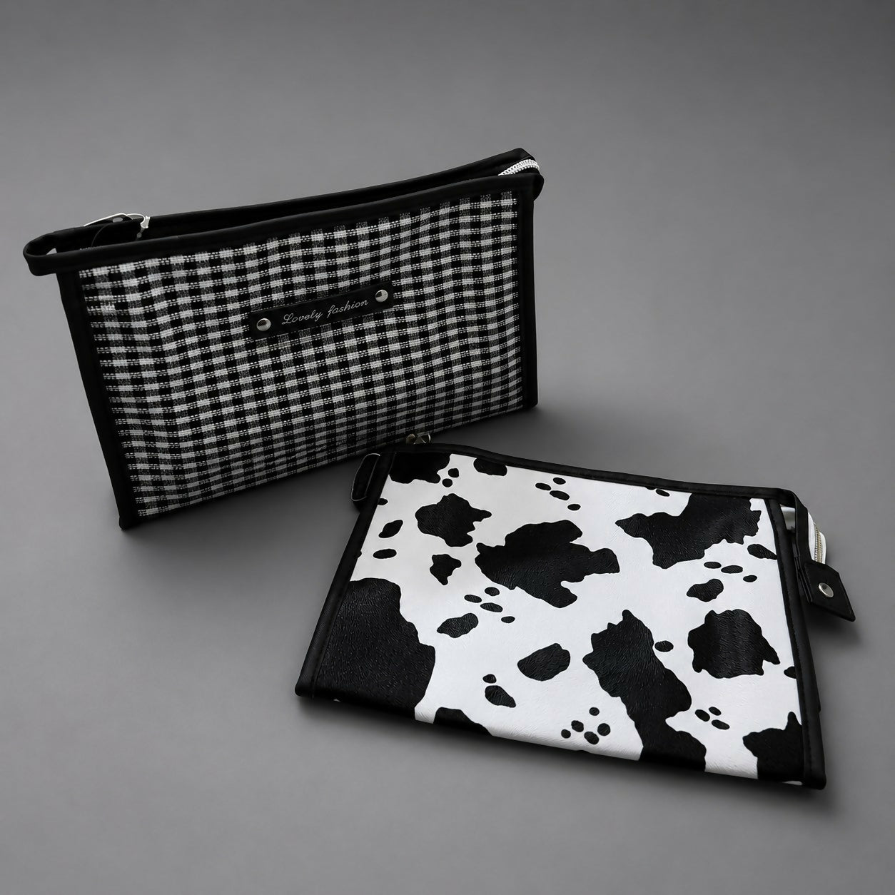 Makeup and stationery organized inside zipper pouch