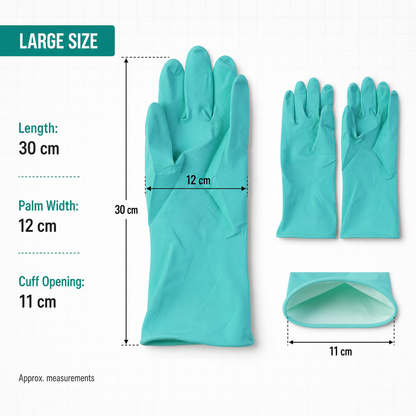 Rubber gloves size and dimensions chart