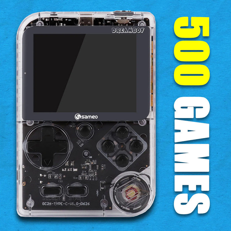 DreamBoy Retro Handheld Game Console with 500 Built-in Classic Games, TV Output & Rechargeable Battery