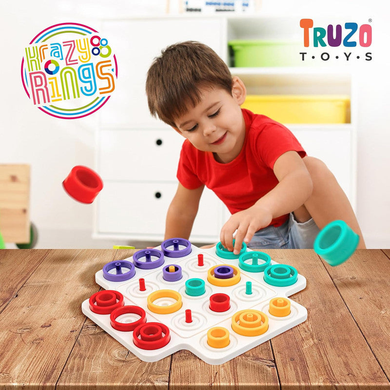 Truzo Toys Krazy Rings – Colorful Stacking & Strategy Board Game for Kids and Families