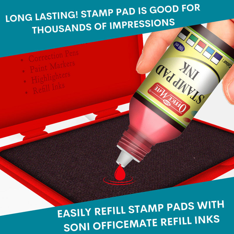 OfficeMate Stamp Pad Ink Blue – 15 ml Bottle | Fade-Resistant, Quick-Drying Refill Ink
