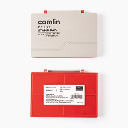 Camlin Deluxe Large Red Stamp Pad – Long Lasting Ink Pad for Clear Impressions