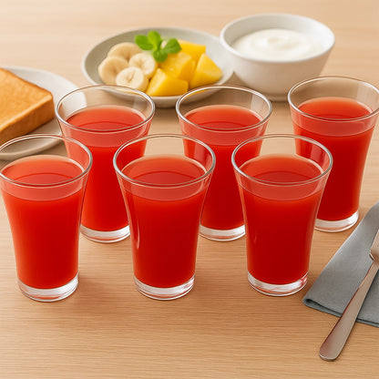 Stylish look Plastic Juicy Glass, Transparent Glasses Set 300ml (6pcs)