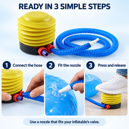 Manual Foot Press Air Pump with Flexible Hose and Tapered Nozzle (1 Pc)