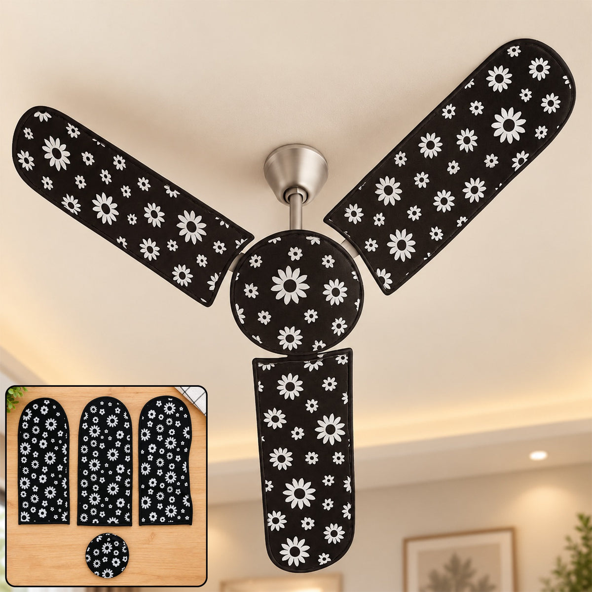 Washable Ceiling Fan Dust Cover Set for Home Blade Protection (4 in 1)
