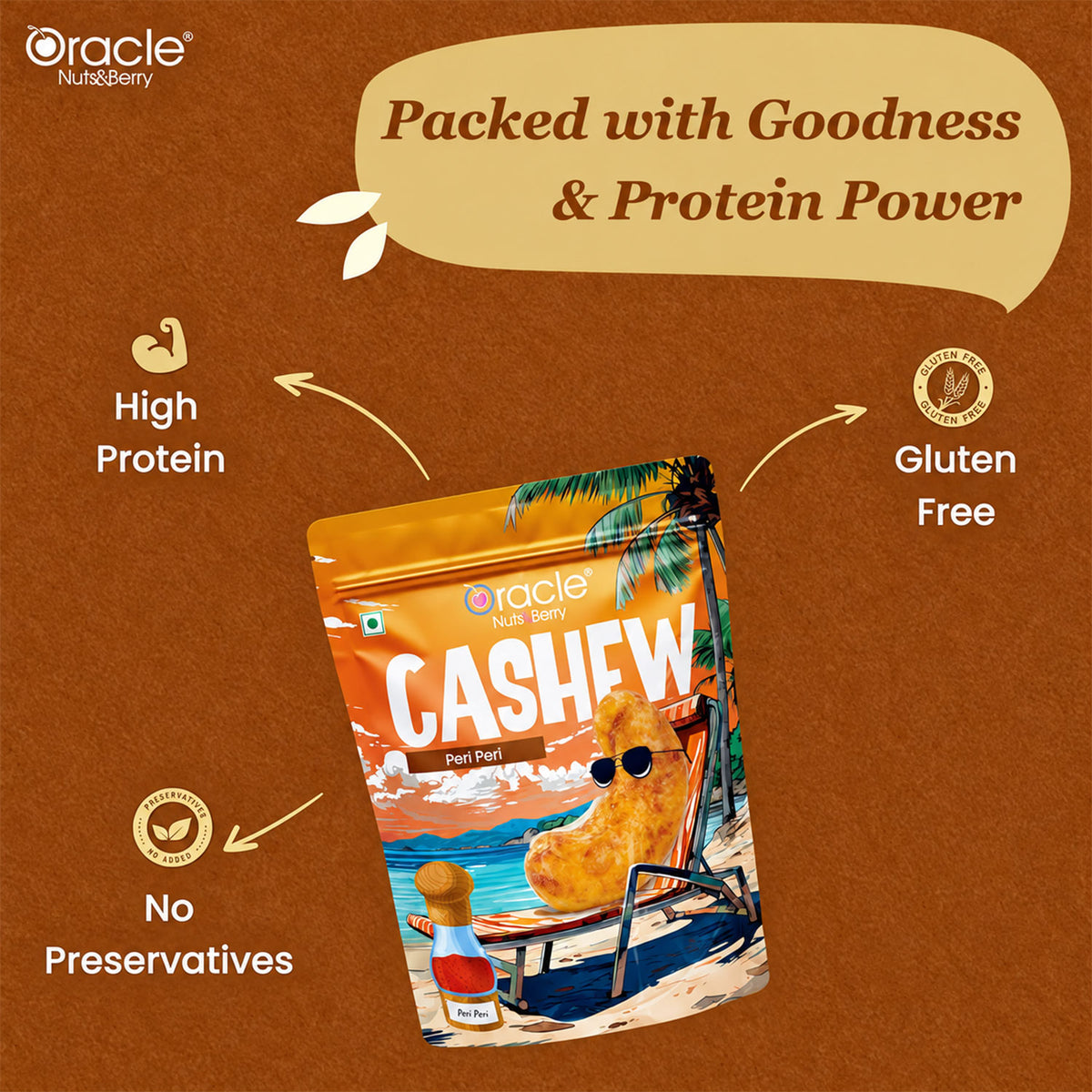 Peri Peri Cashews Premium Roasted Crunchy Kaju with Spicy Fiery Hot Masala (200g)