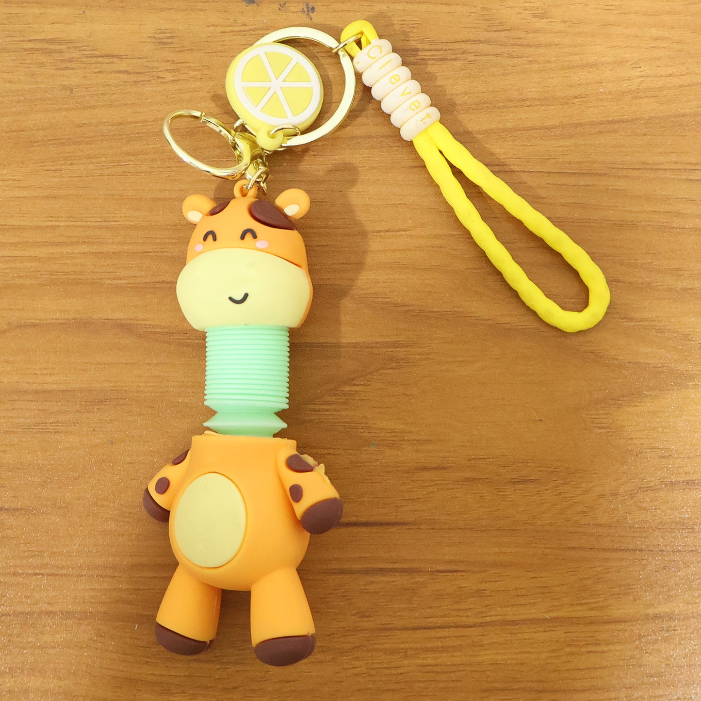 Cute Giraffe Cartoon Keychain with Flexible Neck & Wrist Strap