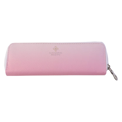 Compact organizer pouch holding various makeup items