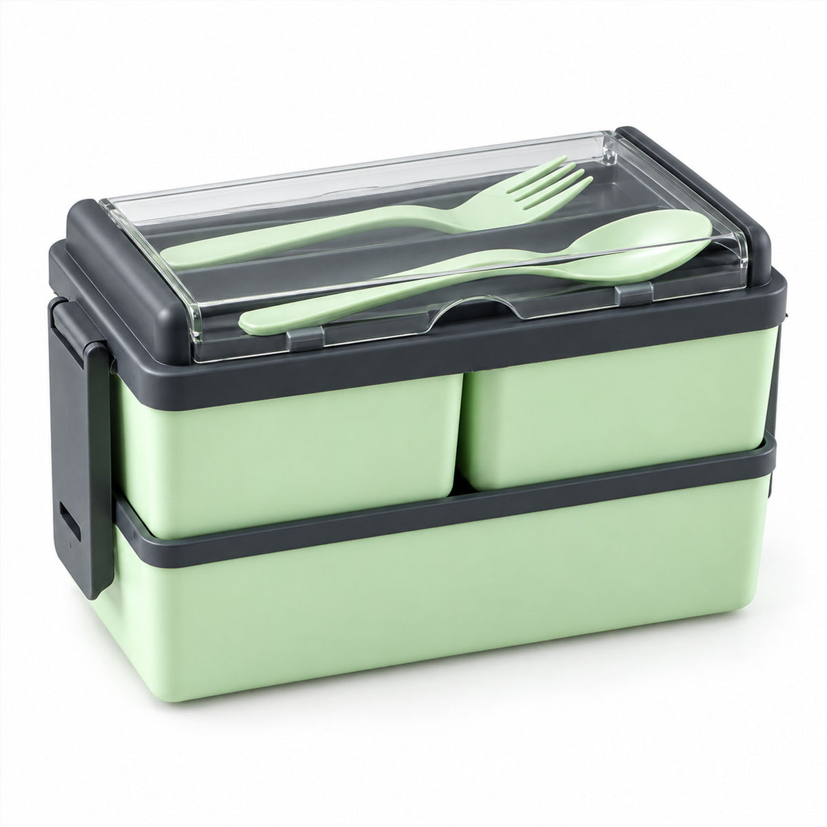 Detailed view of plastic 2layer lunch box.