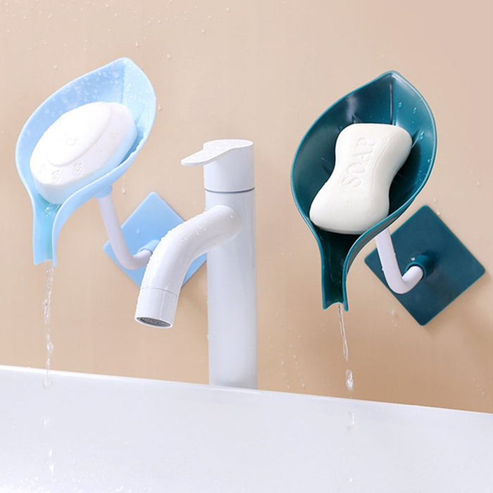4084 Soap Holder Leaf-Shape Self Draining Soap Dish Holder, With Suction Cup Soap Dish Suitable for Shower, Bathroom, Kitchen Sink