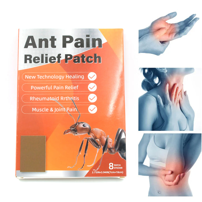 Ant Pain Relief Patch - Pack of 8 Patches | Instant Relief from Muscular Pain & Joint Pain| Natural Pain Relief Patches | Powerful Pain Relief, No Side Effects