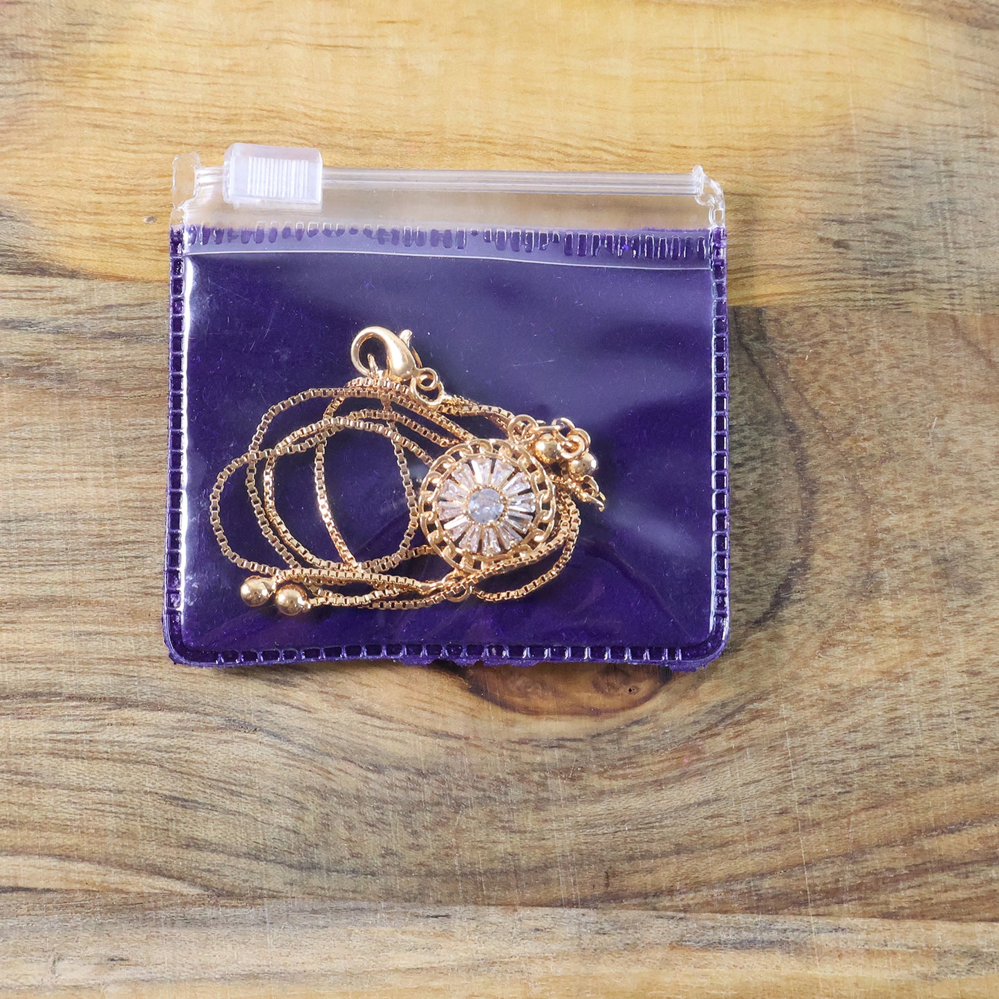 Radiant Gold-Plated Round Pendant Necklace with Dual Hanging Chains for Women