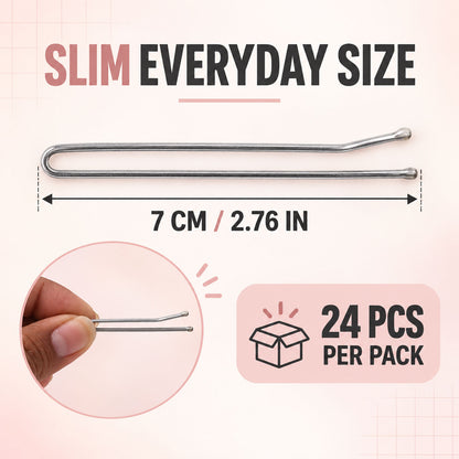 Metal Hair Pins with Rounded Tips for Everyday Bun and Updo Hair Styling (24 Pc)