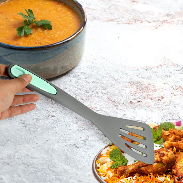 Multipurpose Silicone Spoon, Silicone Basting Spoon Silicon Non-Stick Heat-Resistant Kitchen Turner Premium Turner Kitchen Cookware Items For Cooking (1Pc / 33 Cm)