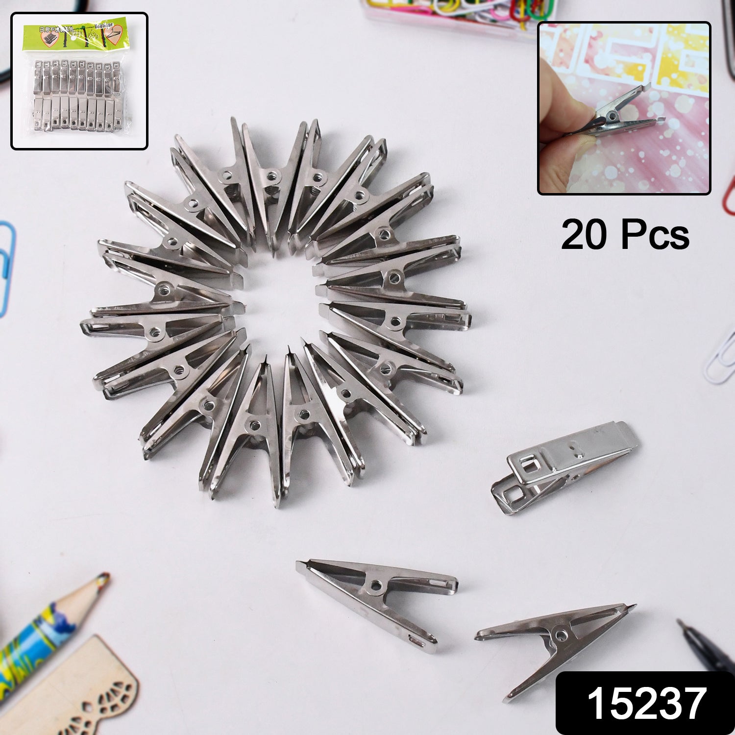 Cloth Drying Pins Stainless Steel Cloth Clips (20 Pcs Set)