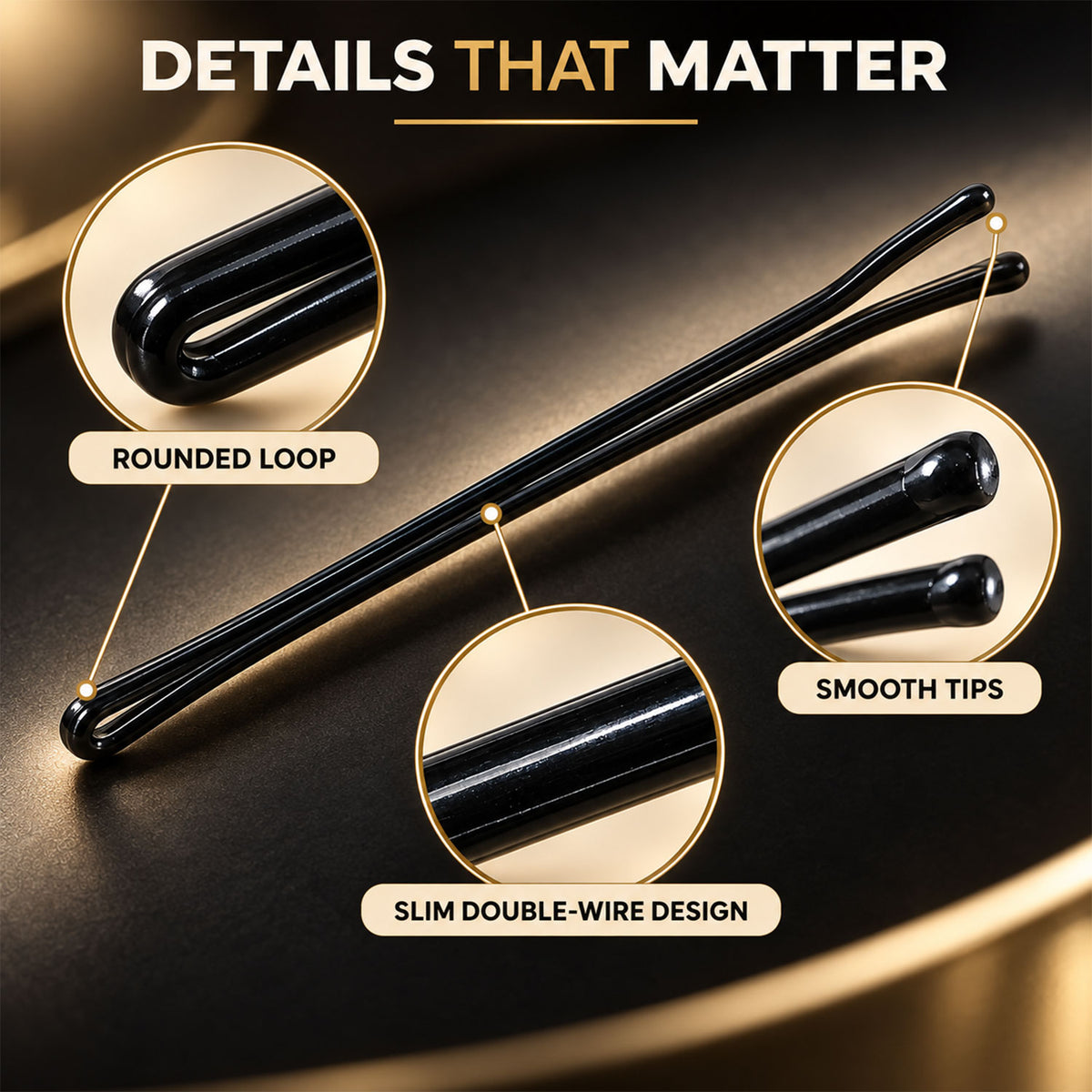 Metal Hair Pins with Rounded Tips for Bun Updo and Everyday Hair Styling (40 Pc)