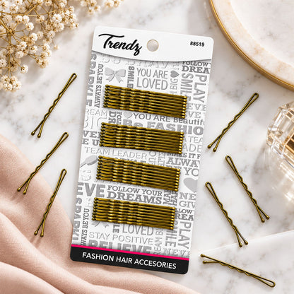 gold metal wavy hair pins set