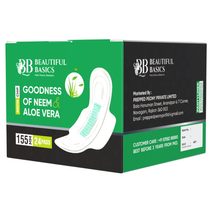 Sanitary Pantyliner with Neem & Aloe Vera, Ultra Thin, PH Balanced, Antibacterial (24 Pads, 155mm)