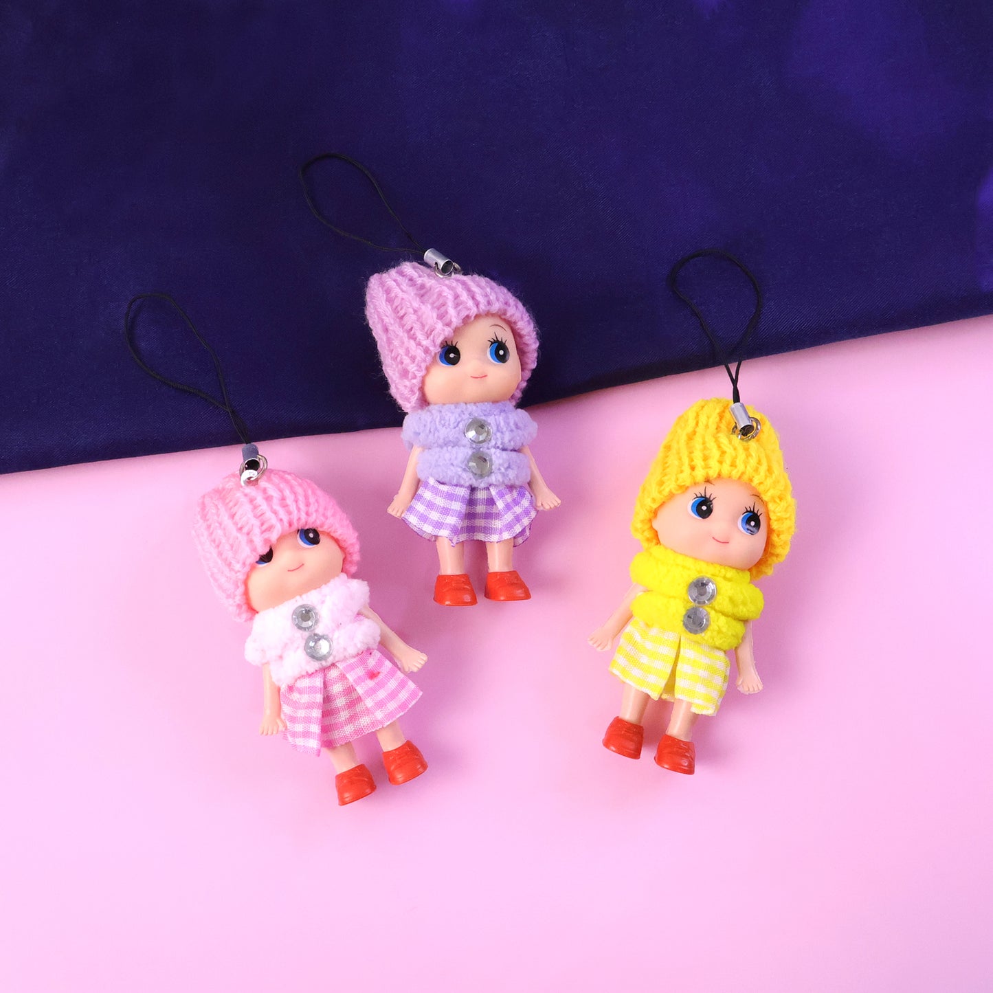 Colorful hanging doll keychains