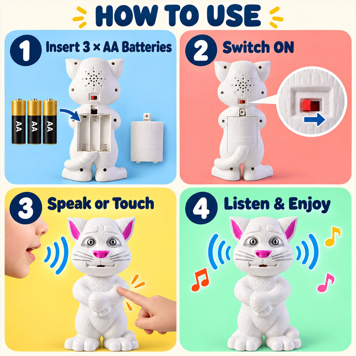 Interactive Mimicking Cat Toy that Repeats What You Say (1 Pc)