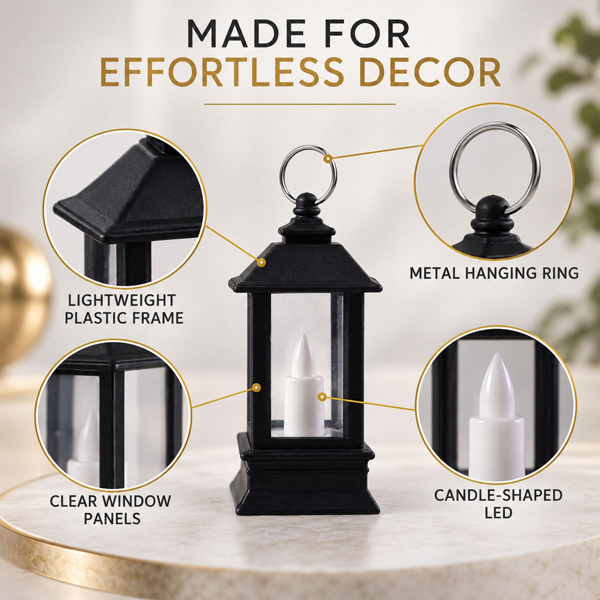 Decorative Flameless LED Mini Lantern Candles for Festive Home Decor (8 Pc Set)