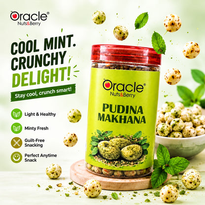Pudina Makhana Premium Roasted Fox Nuts with Refreshing Mint Flavour Snack (75g)