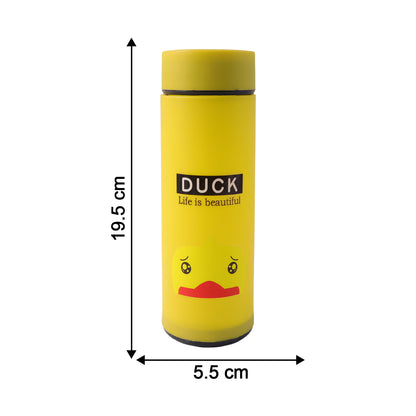 Cute Cartoon Design Frosted Glass Water Bottle with Leak Proof Lid (450 ML)