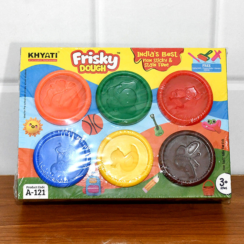 Khyati Frisky Dough Set – 6 Bright Colours with Roller & Cutter Tools