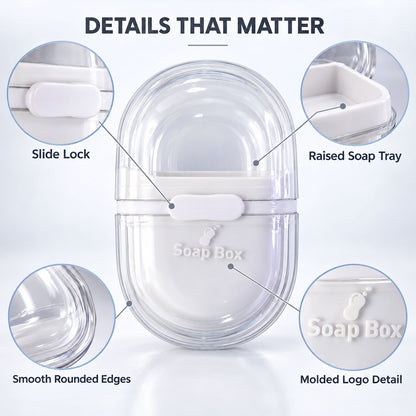 Plastic Travel Soap Case with Slide Lock and Removable Tray for Toiletries (1 Pc)