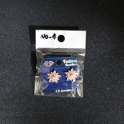 Elegant Floral Design CZ Stone Stud Earrings for Women
